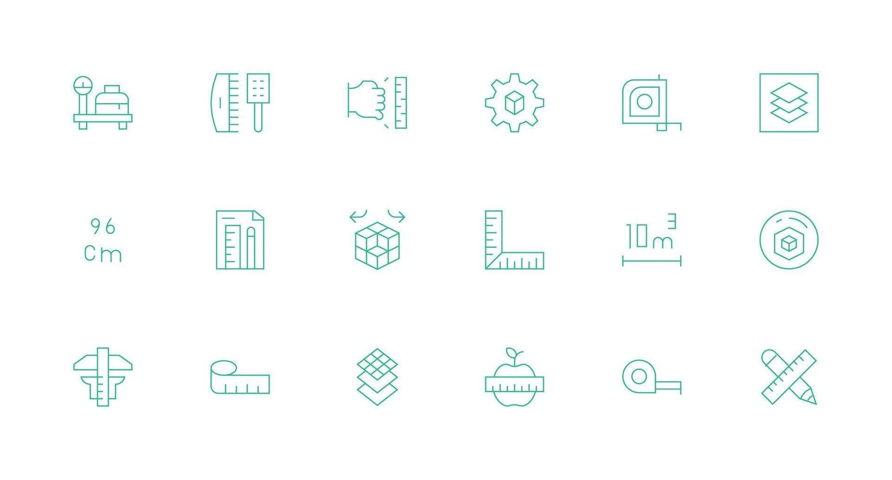 18 Dimension Icons in Minimal Line Aesthetic Clean Icon Set Icon Pack for UI Projects vector