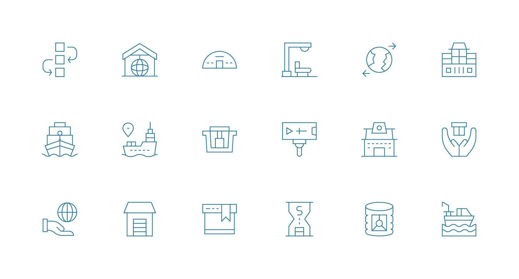 Import Icon Set with 18 Minimal Line Graphics Minimal Icon Pack vector