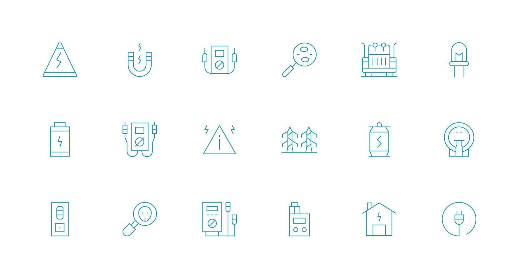 Voltage Visual Pack containing 18 Minimal Line Icons Simplified Icon Pack for Visual Tools vector