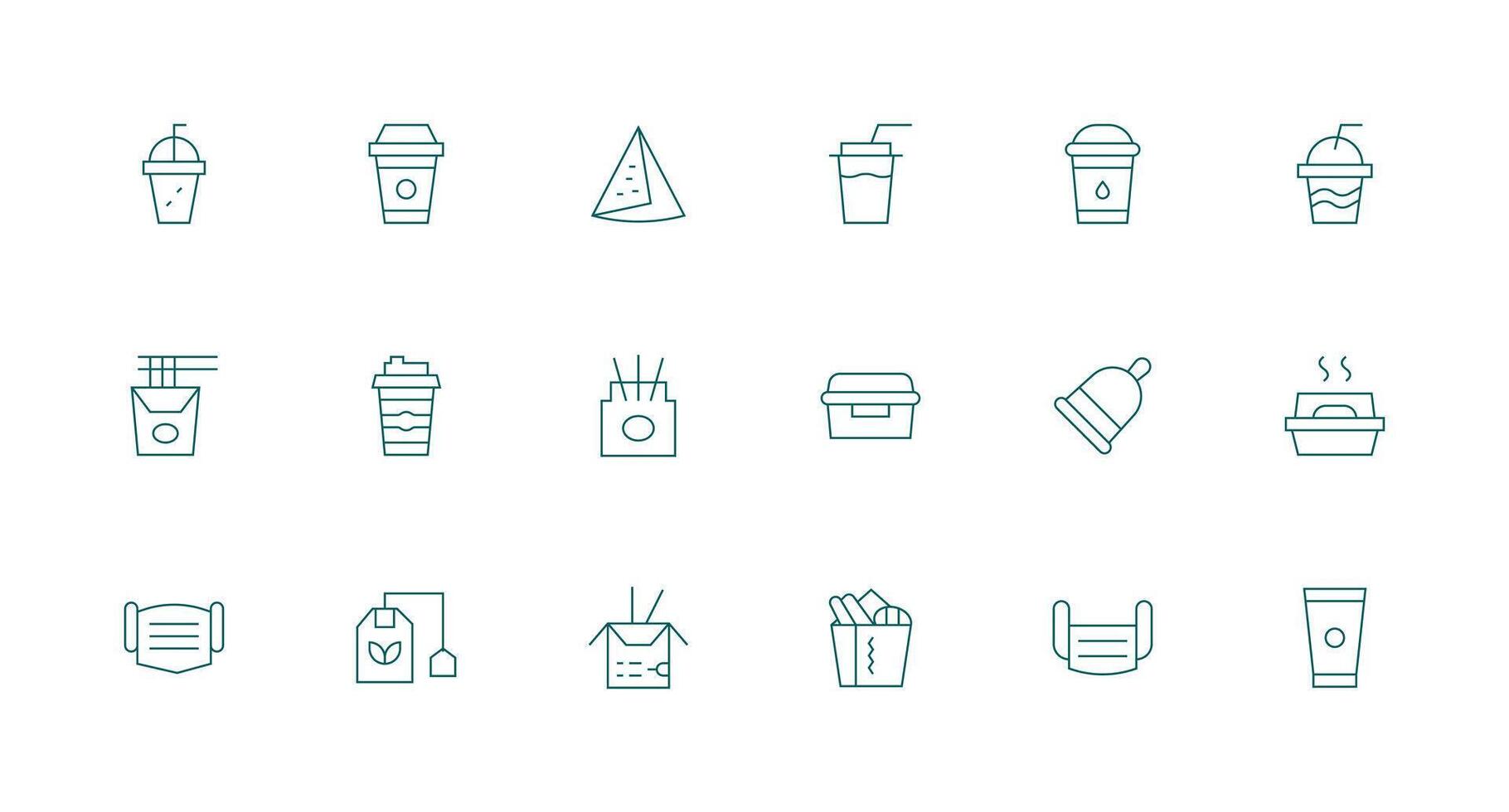 Disposable Icon Collection with 18 Minimal Line Designs Clean Icon Set Icon Pack for UI Projects vector