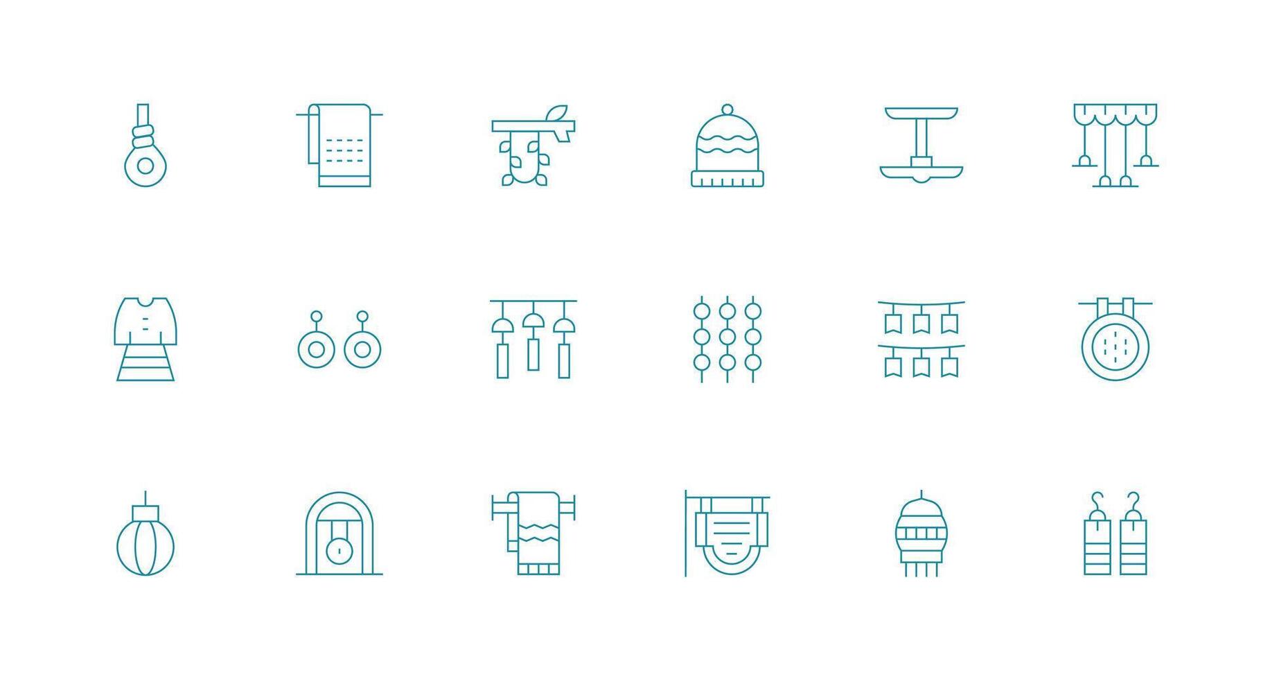18 Minimal Line Icons for Hanging Graphics UI and UX Focused Icon Collection vector