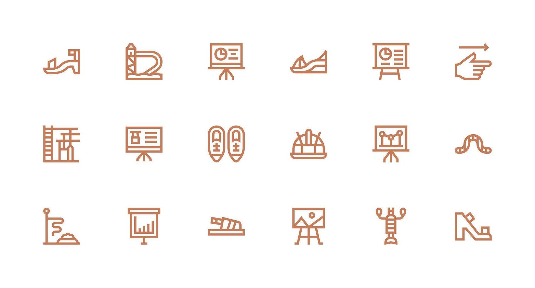 Slide Icon Set with 18 Strong Stroke Line Graphics Multi-Style Icons for Creative Projects vector