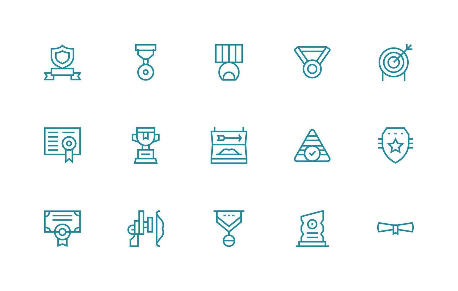 Achievement Icon Set with 15 Regular Line Graphics Icon Set for Web vector