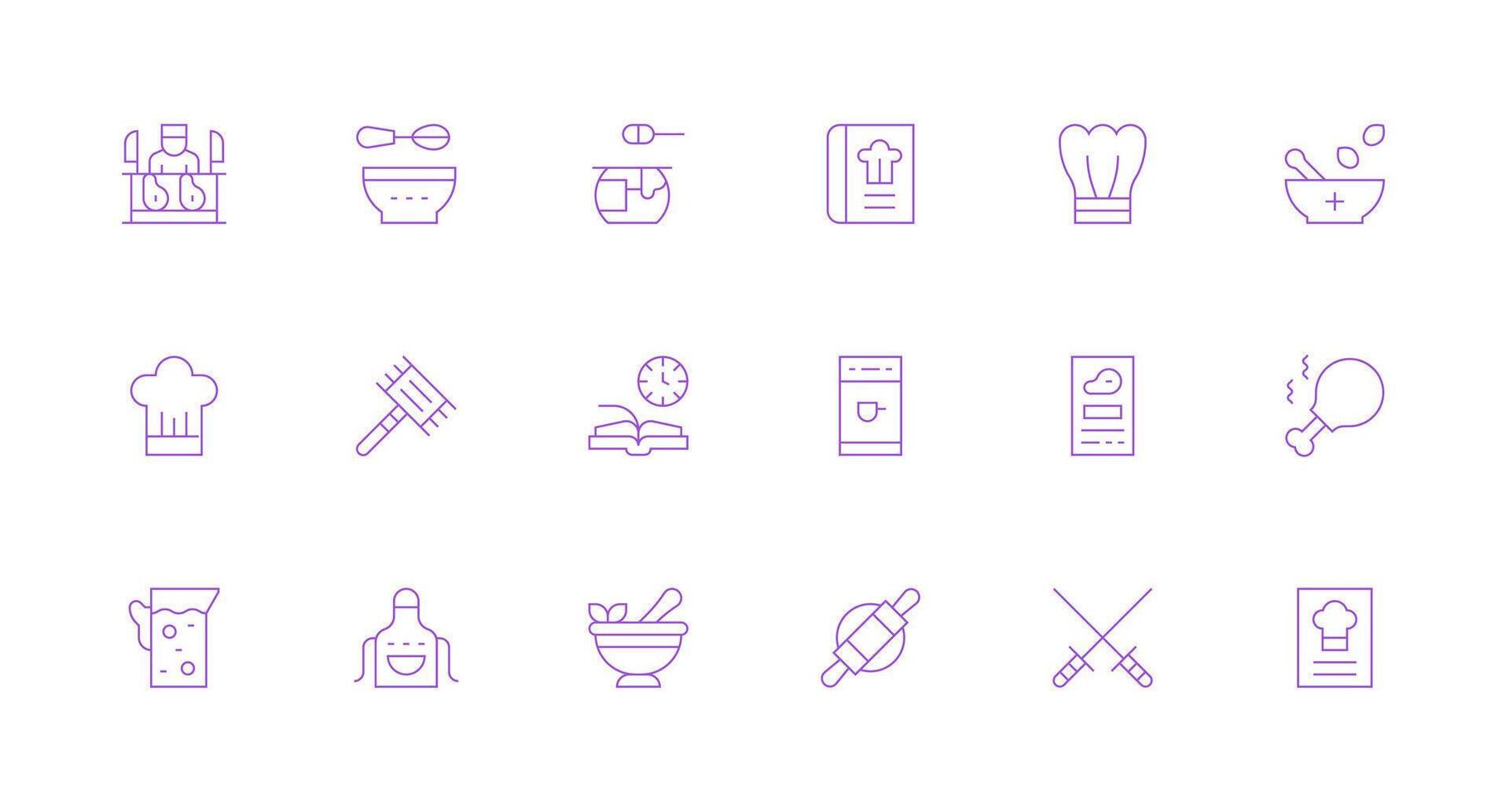 Preparation Design Icons featuring 18 in Minimal Line Style Essential Icons for Rapid UI Building vector