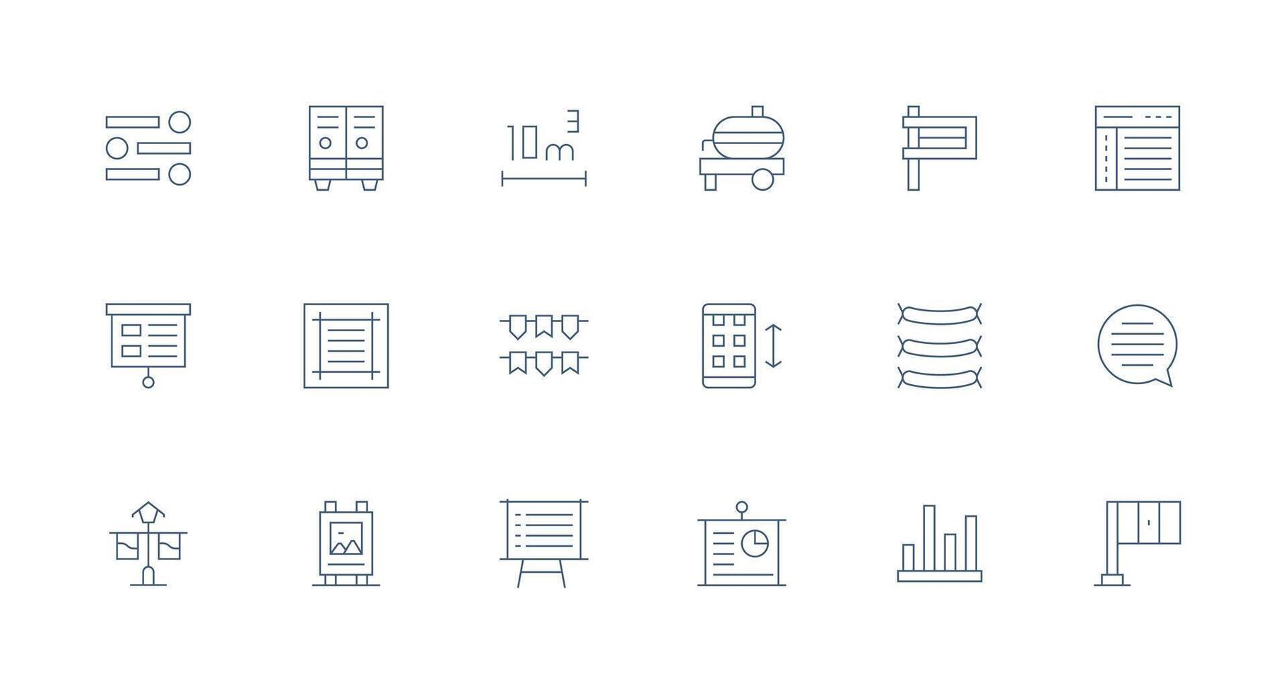 Minimal Line Style Horizontal Icons with 18 Vectors Clean Icon Collection for Web Use