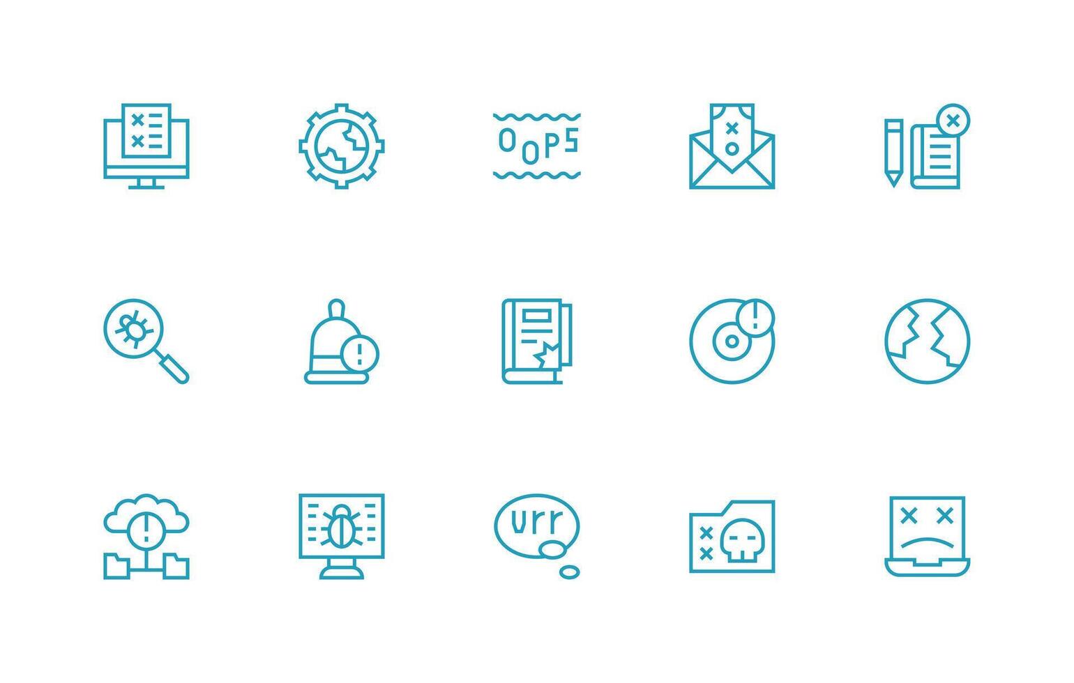 15 Regular Line Vectors for Error Theme Universal Icon Pack