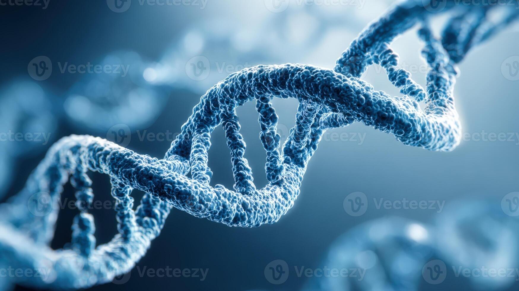 DNA Molecule Helix Structure in Abstract Blue Tones, Representing Genetic Code and Biotechnology Research photo