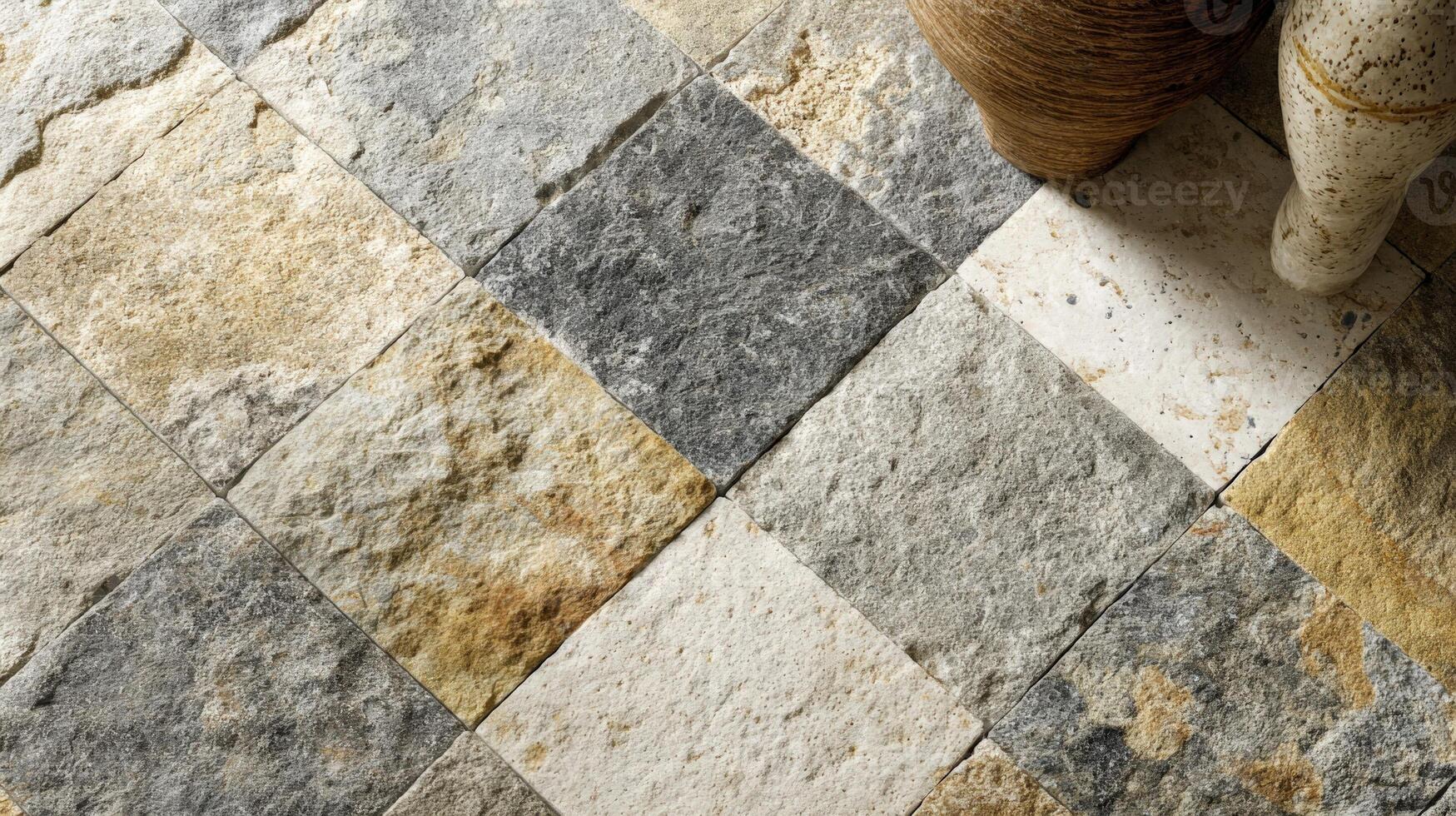 Stone Tile Floor Pattern with Neutral Colors and Textures for Interior Design and Architecture photo
