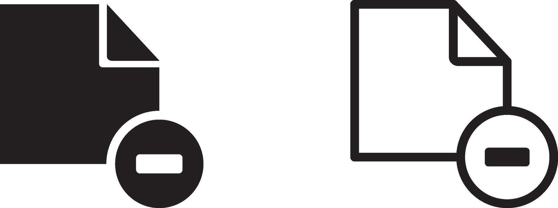 Remove File Document Icon. Solid and Outline vector