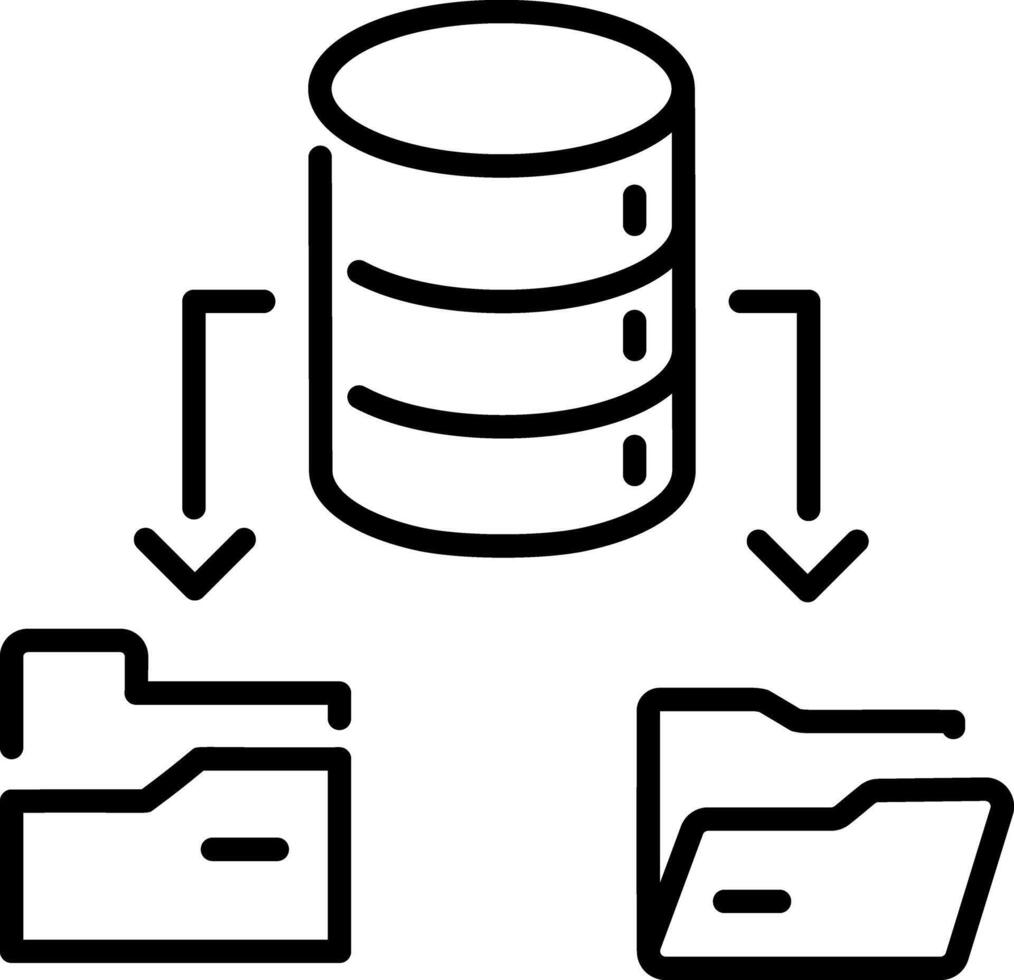 An outline style icon showing data distribution vector