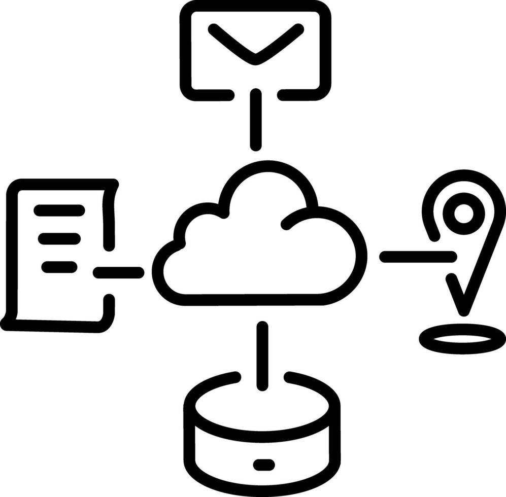 A line style icon depicting cloud computing. vector