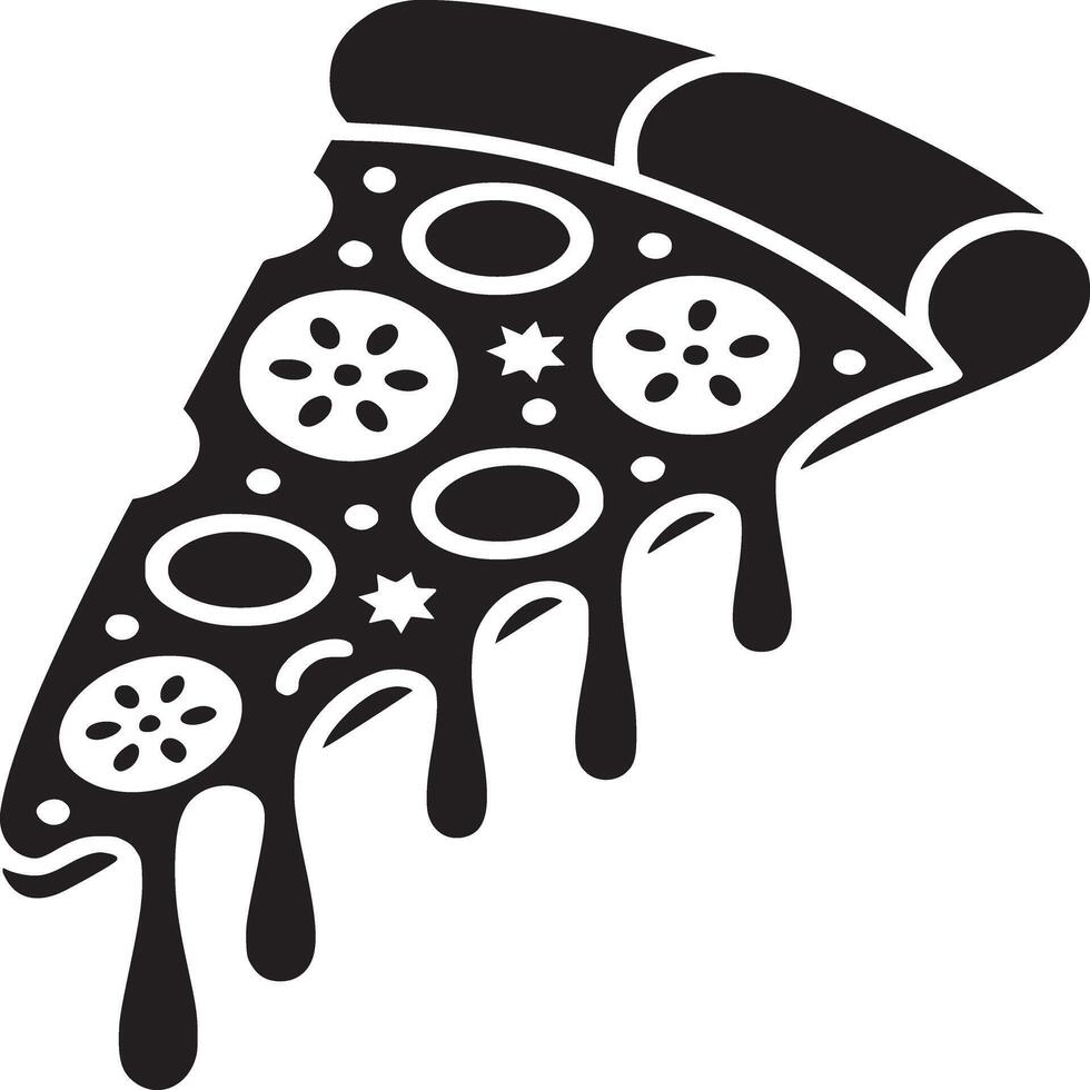 A slice of pizza with dripping sauce on it vector