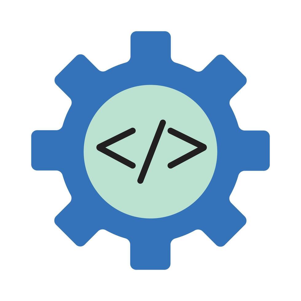 web desarrollo icono con código símbolo y engranaje vector