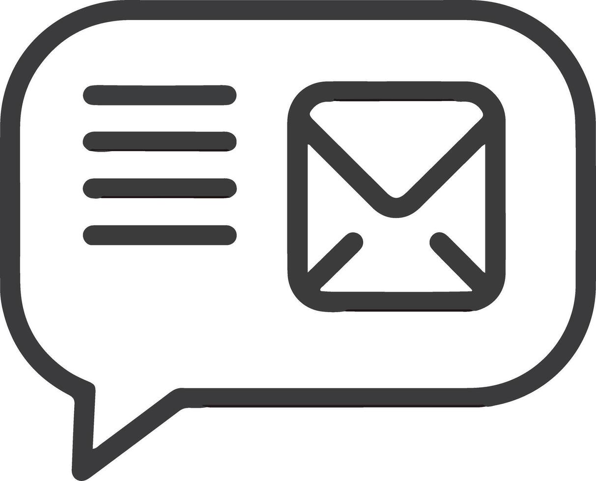 Simple Line Art Mail Message Icon Inside Speech Bubble Design Element vector