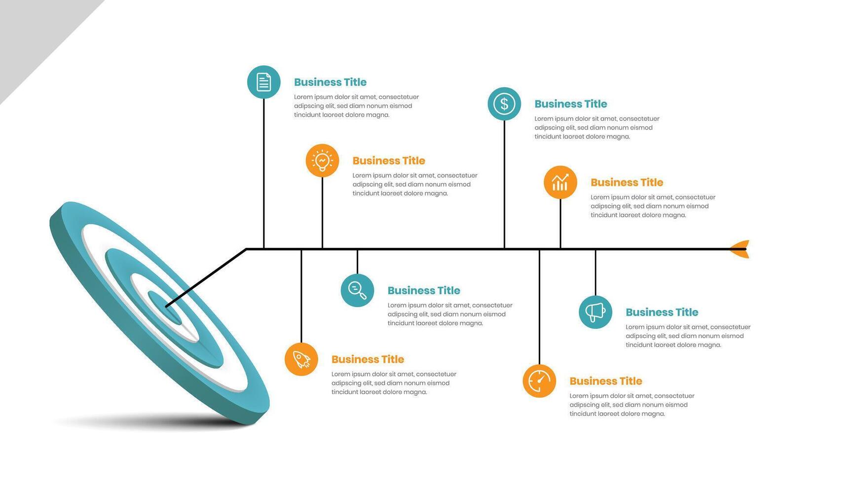 Business steps and goals representative simple flow infographic template design vector