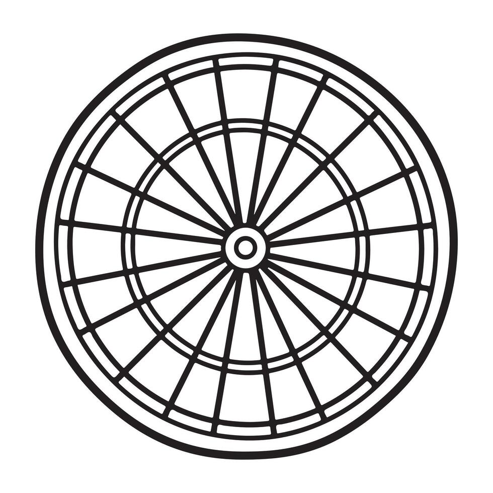 Circular dartboard game target with numerical divisions silhouette white background vector