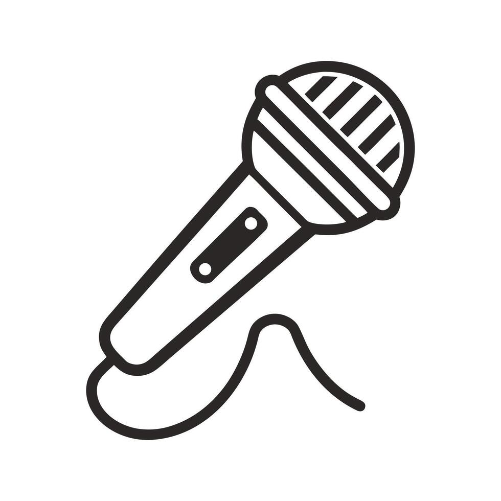 Simple outline microphone icon for music recording performance and broadcasting design concepts vector