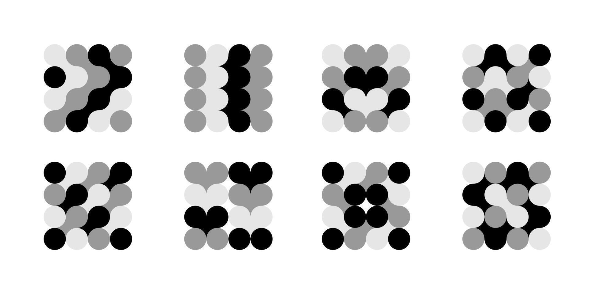 Connected circles and dots icon. Integrate innovate logo, technology shape. Neuron Nano molecula, artificial brain symbol. Network science data, metaball design. Organic medical liquid vector