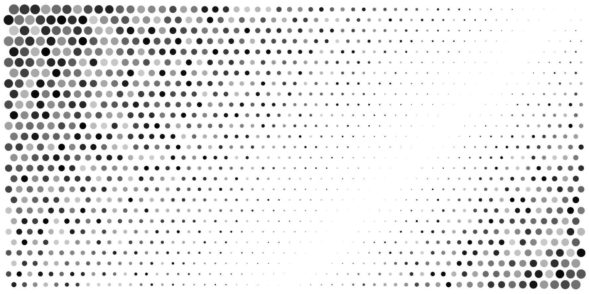 Dot pattern. Abstract geometric halftone pixel grid texture. Comic design seamless polka circle effect. Black tone fade gradient shape size and transparency. Square angular mosaic vector