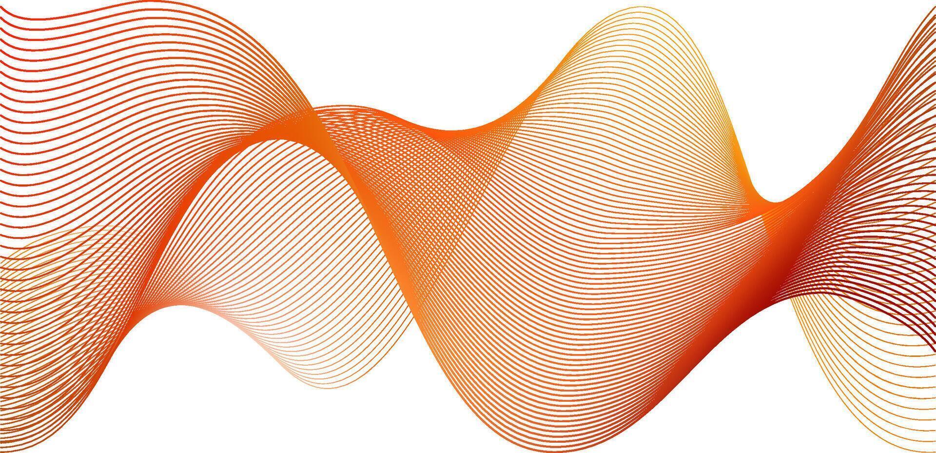 Red line energy waves, abstract fractal on white background. curves flow pattern design. Wavy colored smoke light element as dynamic technology element layout. vector