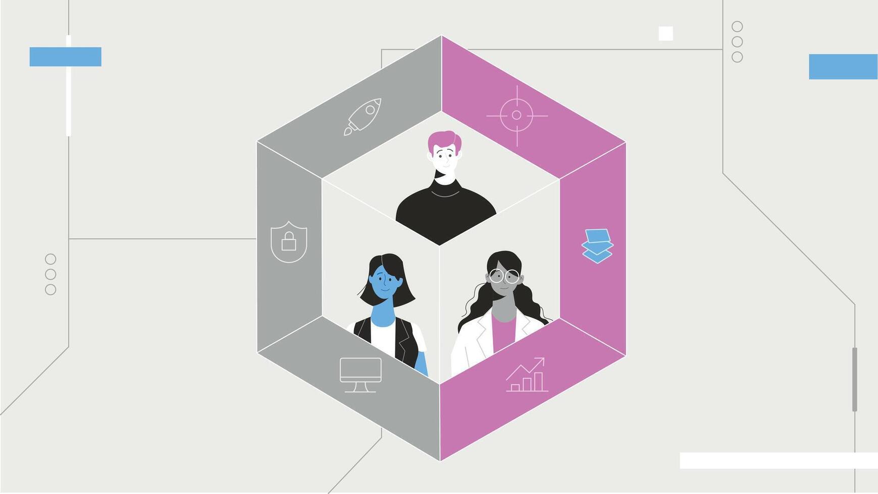 Digital Team Collaboration in Modern Workspace Design vector