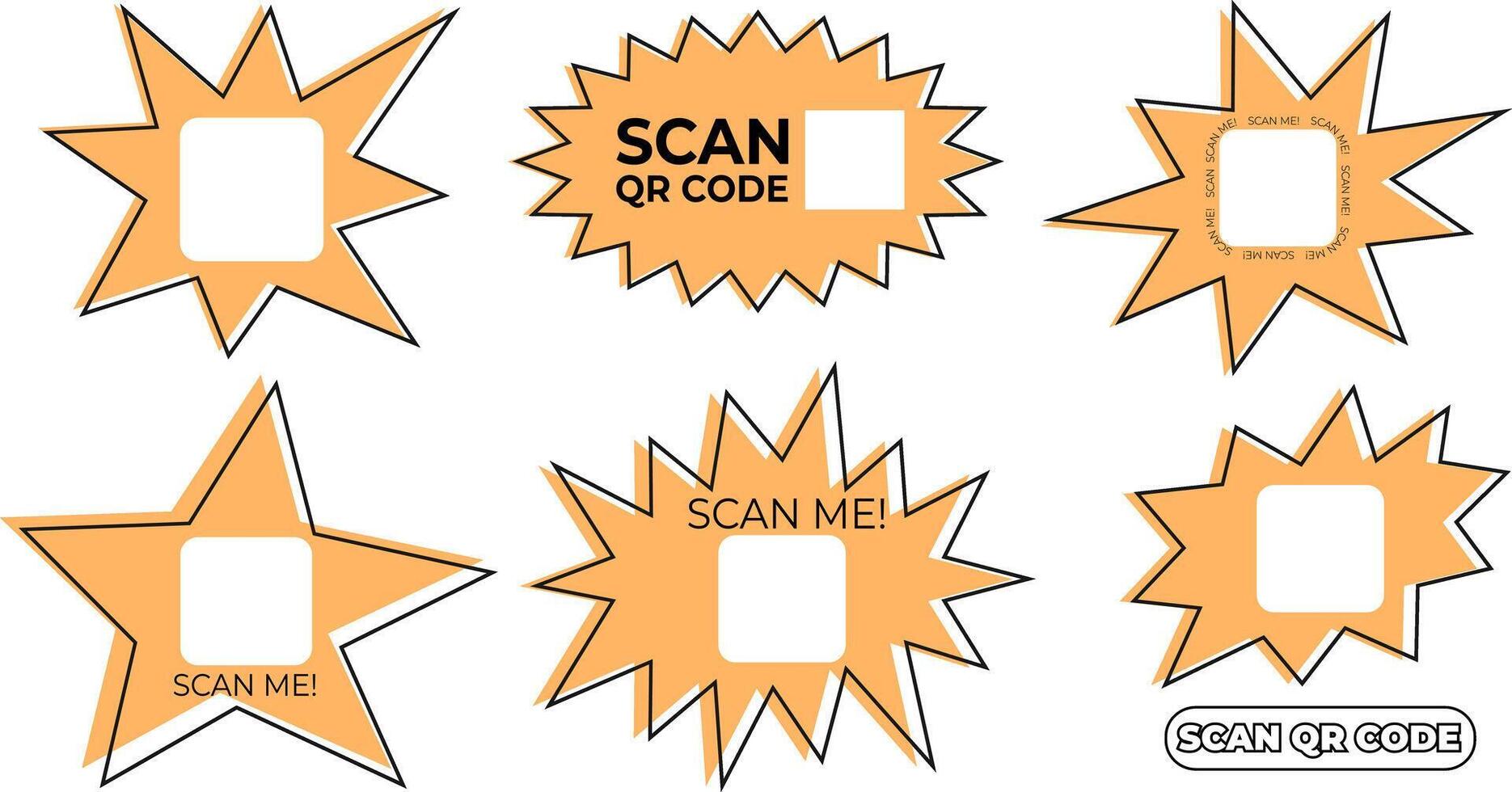 stickers in the form of a multi-pointed star and sunburst with space for a QR code vector