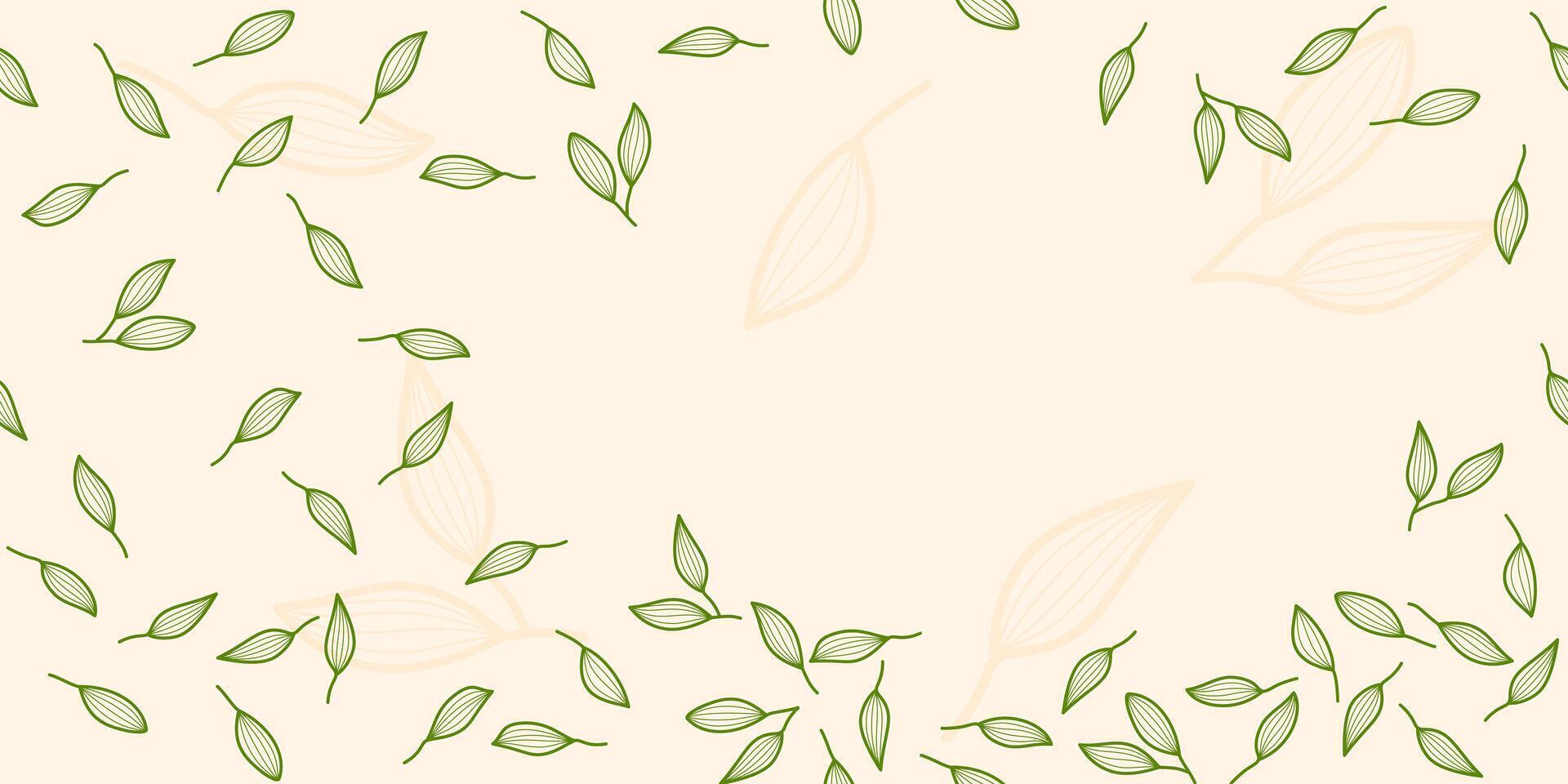 green leaves pattern background. leaf seamless pattern with copy space. vector