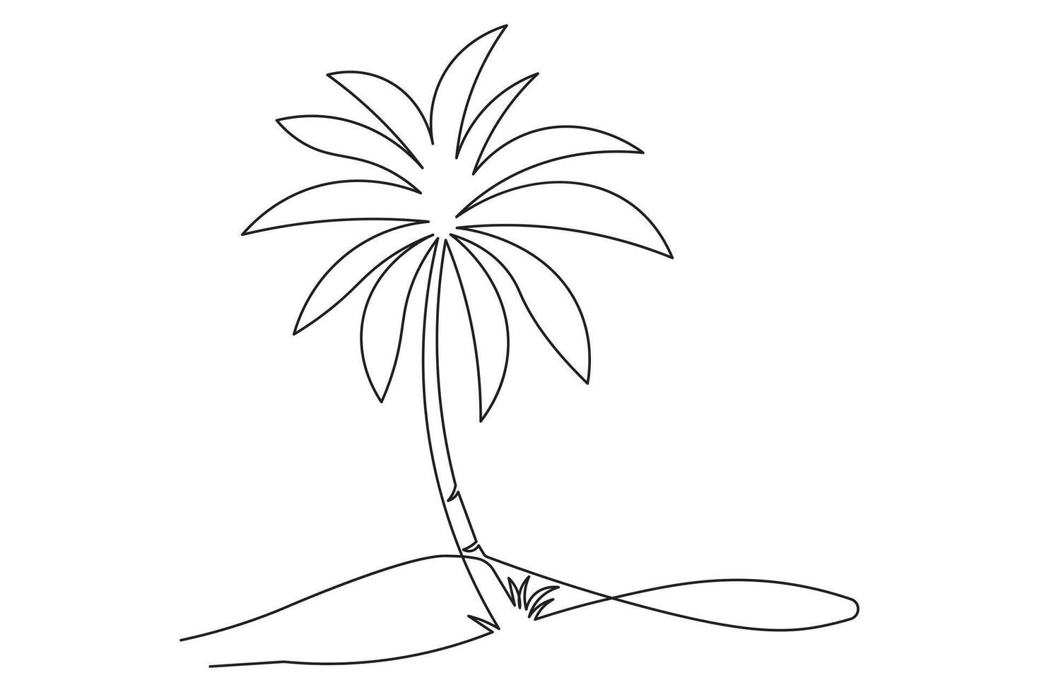 Palm tree continuous one line drawing minimalist style isolated outline artwork vector