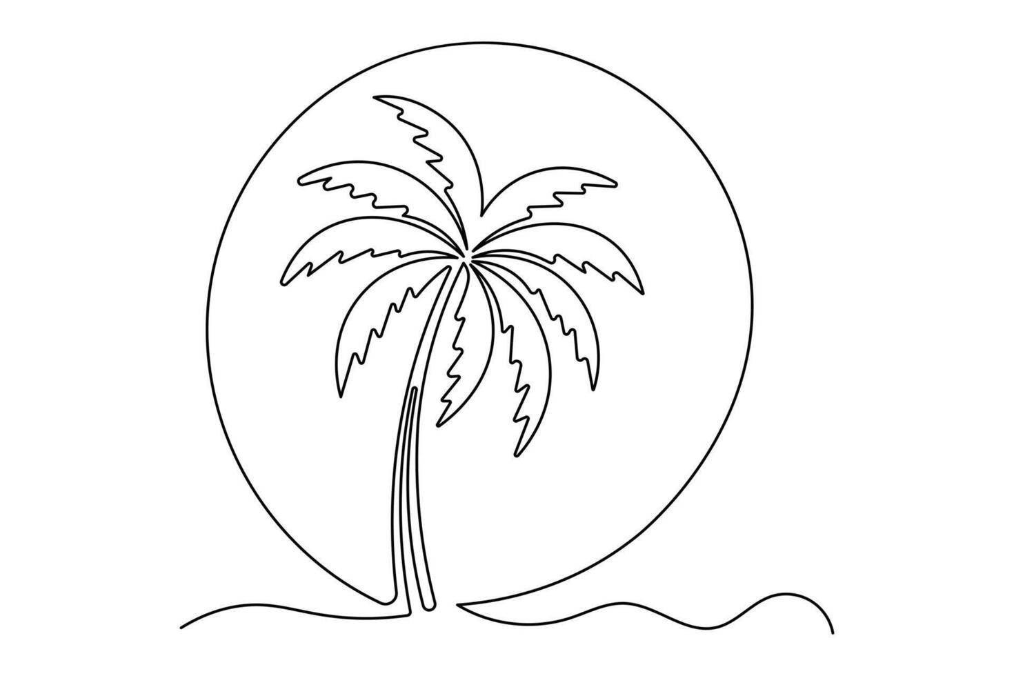 Minimalist palm tree outline continuous one line drawing isolated abstract art vector