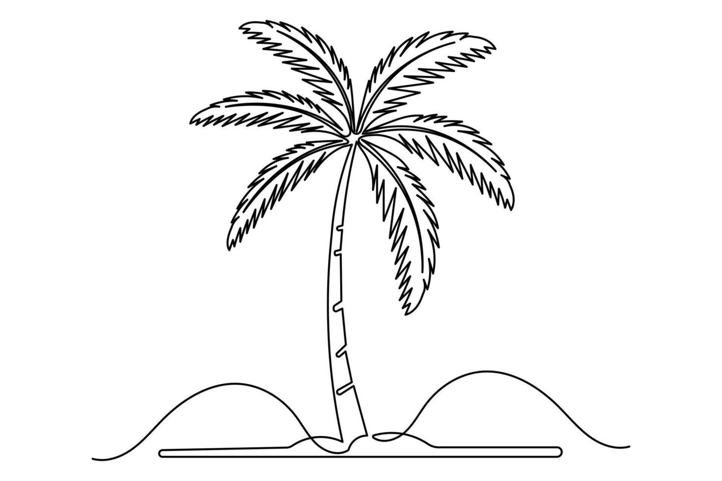 Palm tree abstract one line drawing minimalist isolated modern outline design vector
