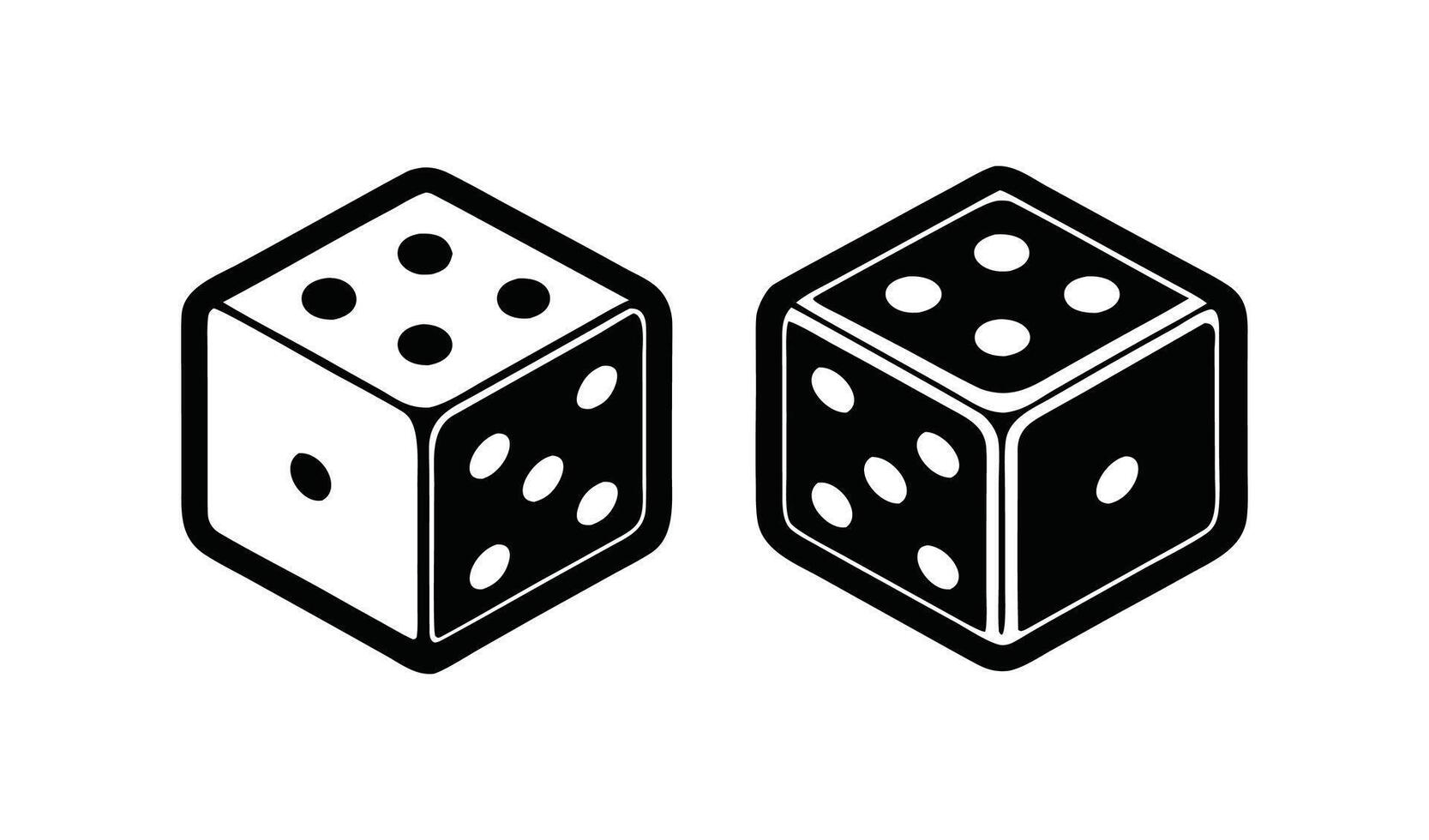 Two dice showing different numbers isolated on white background vector