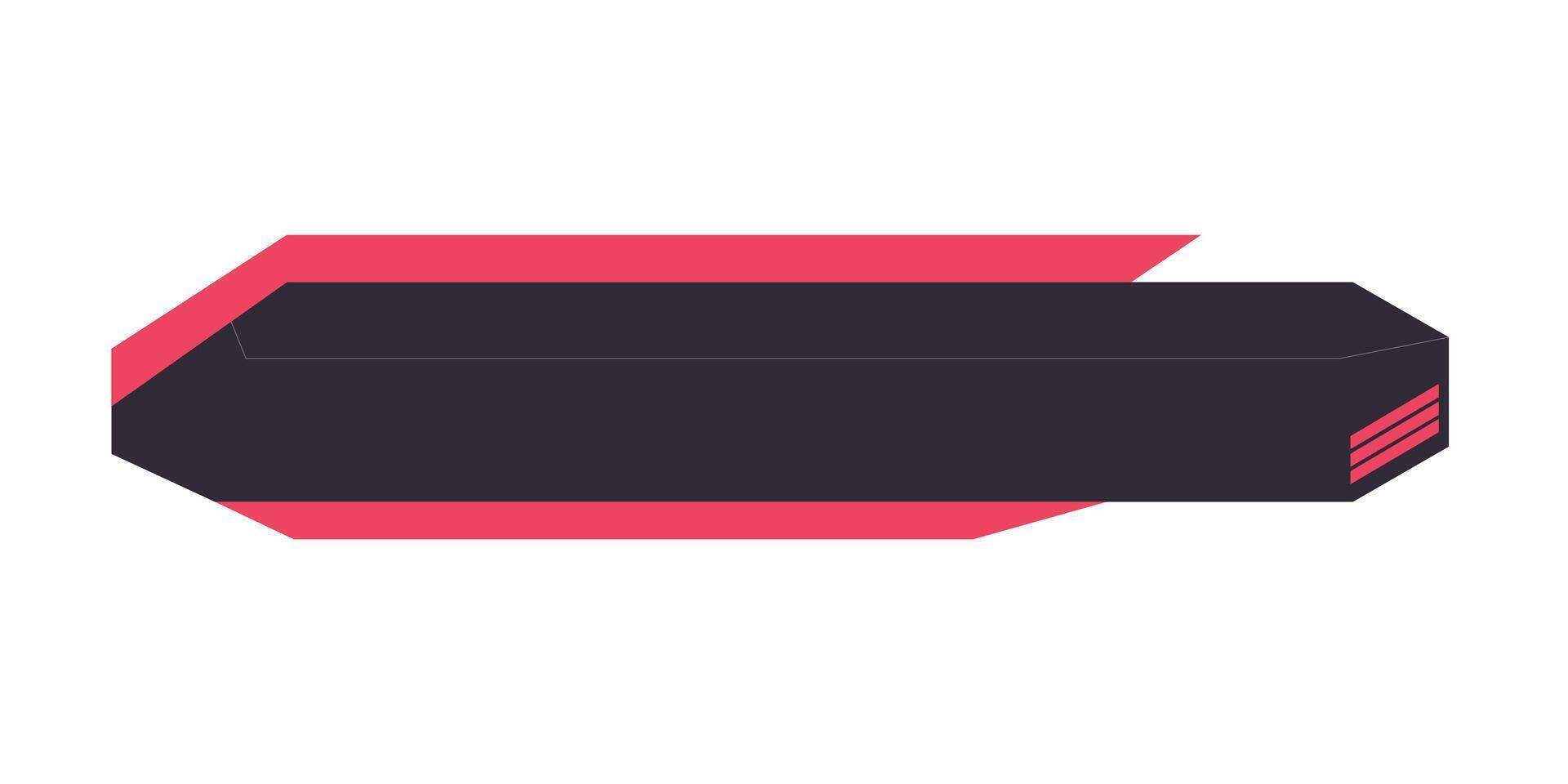 A black and red rectangle with a red arrow vector