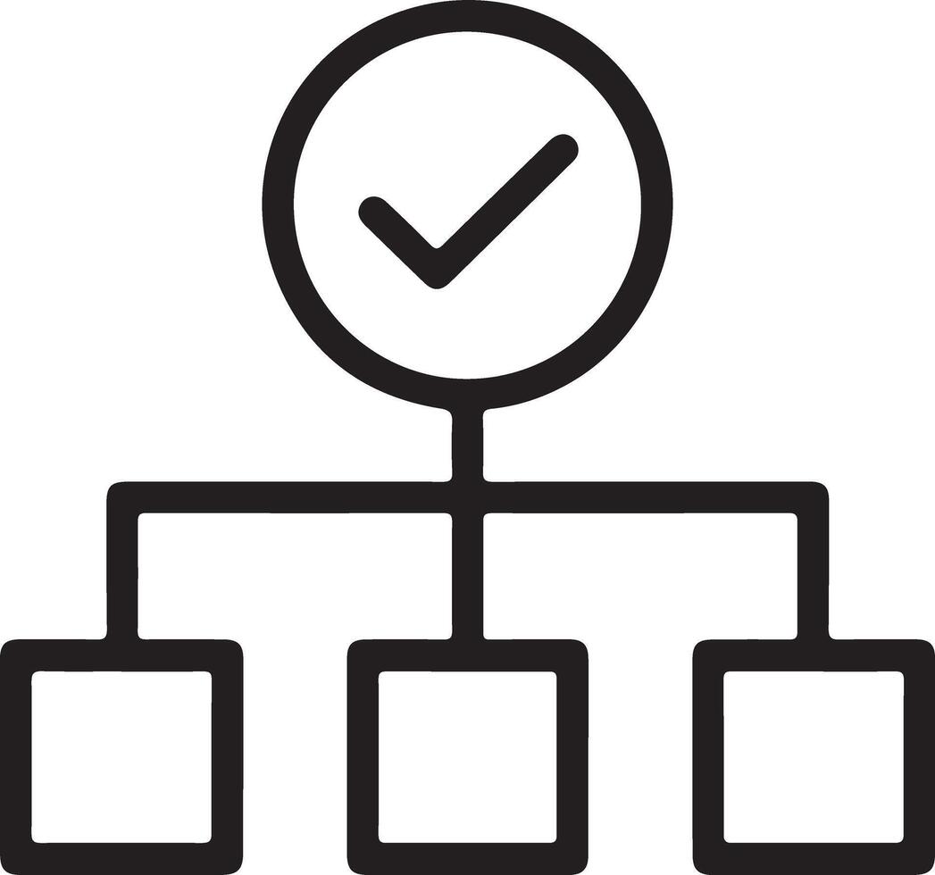 Organizational chart with a checkmark indicating completion or approval vector