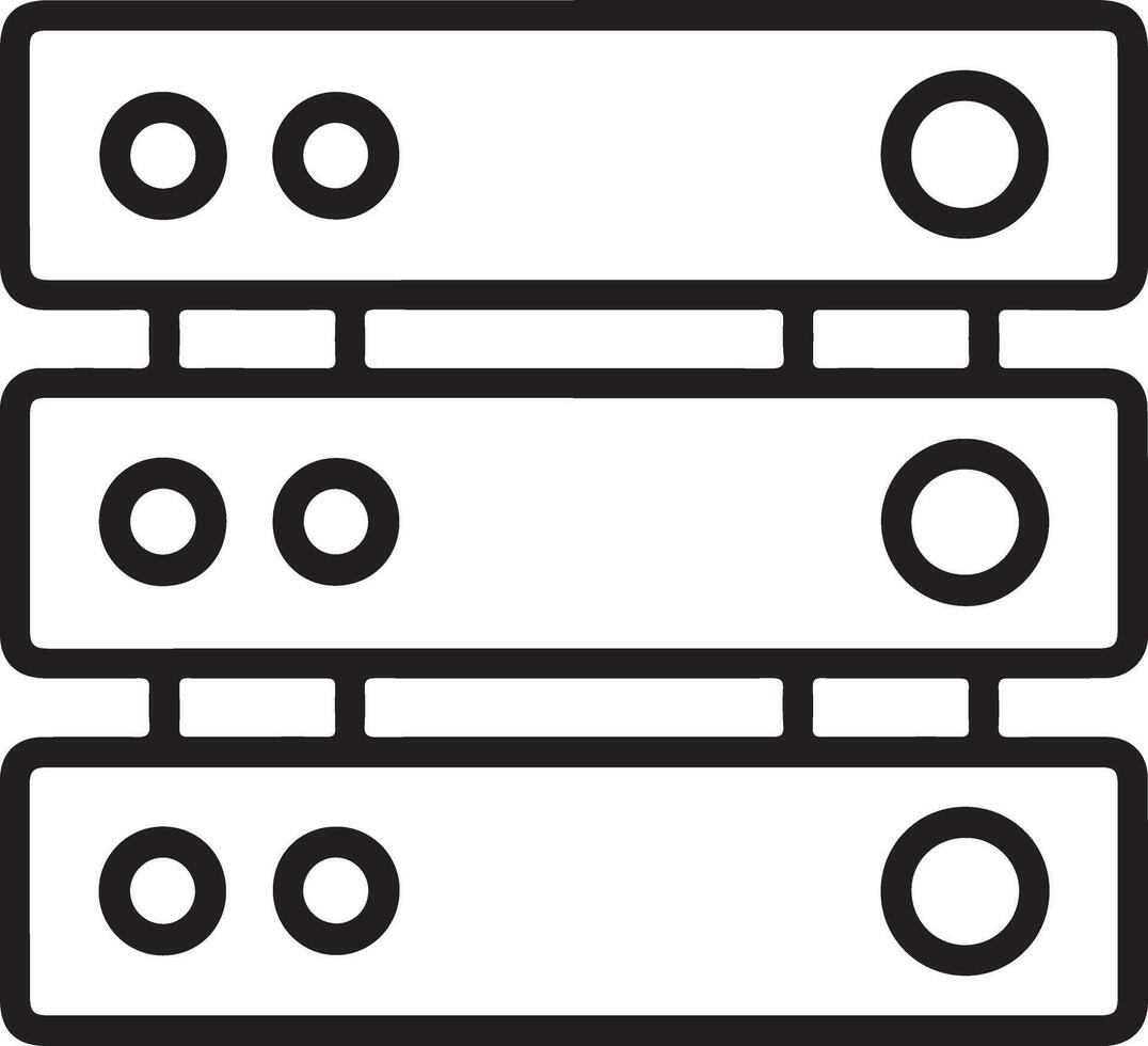 Clean line art icon of three stacked computer servers vector