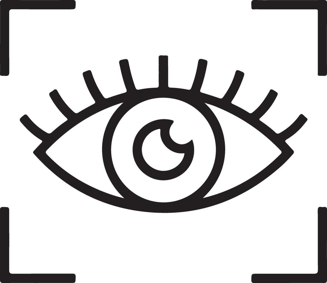 Abstract line art icon of an eye within a focus frame vector