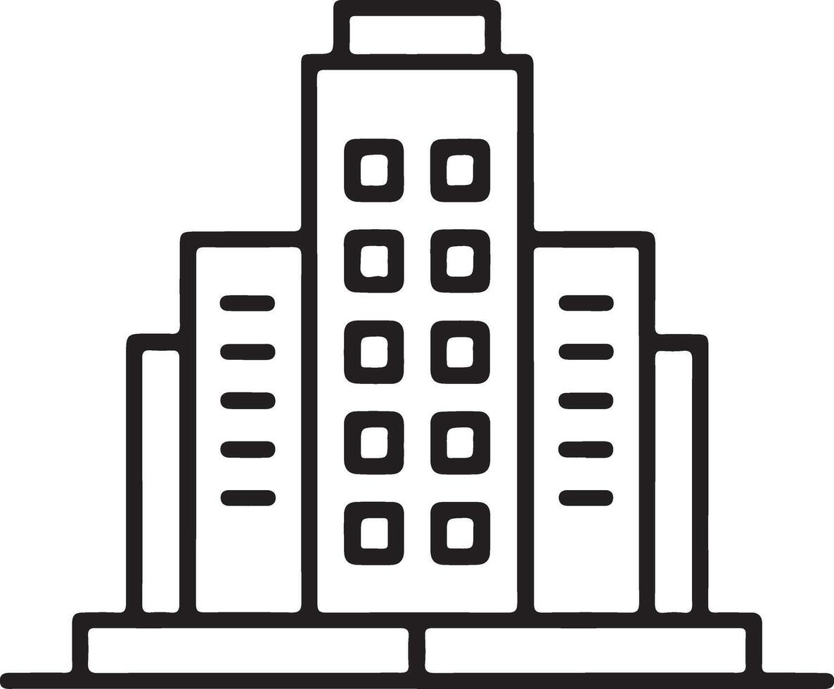 Modern minimalist outline illustration of a tall office building with multiple floors and windows vector