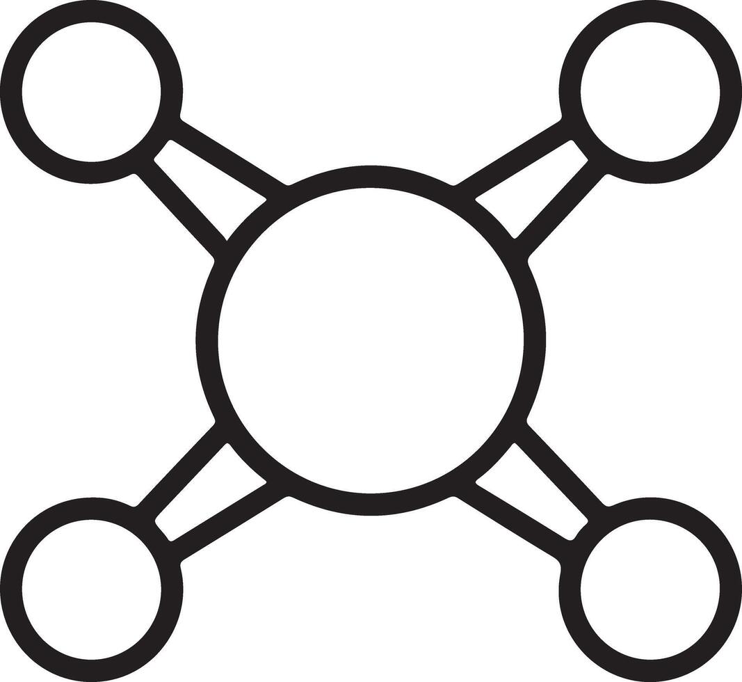 Simple molecular structure diagram with central atom and four outer atoms vector