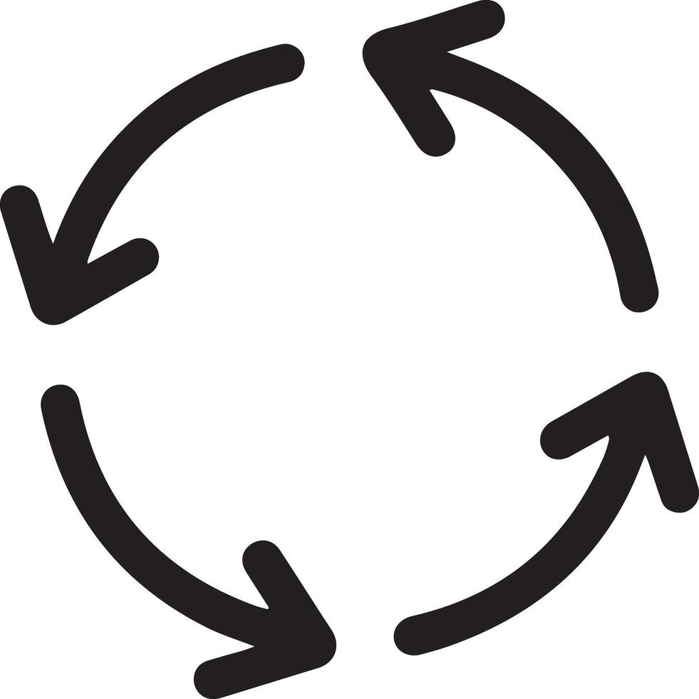 Hand drawn circular arrow icon representing repetition and continuous process vector