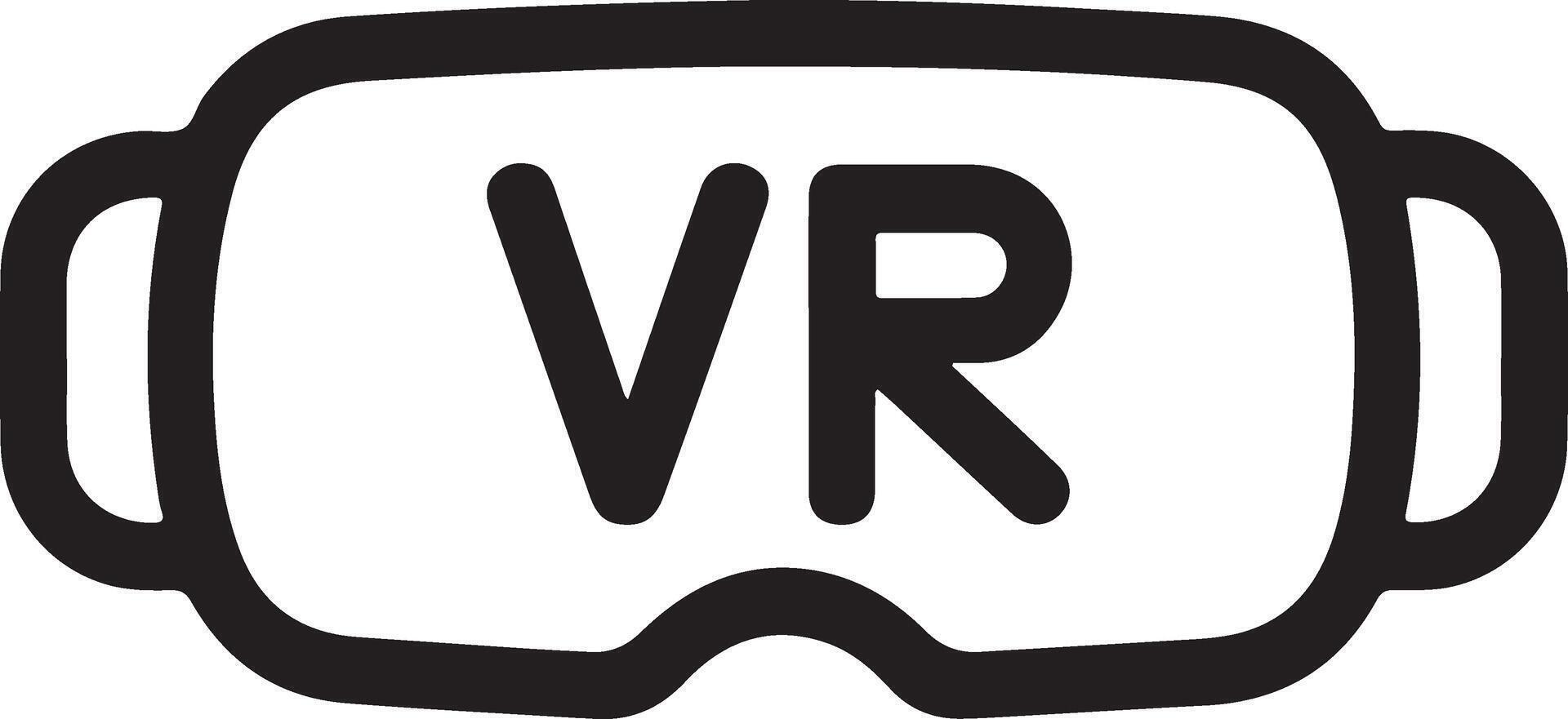 Simple outline icon of virtual reality vr goggles with vr text inside vector