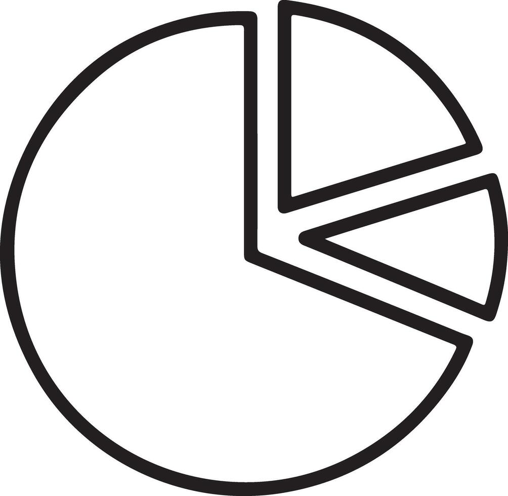 Simple black and white pie chart icon representing data division vector