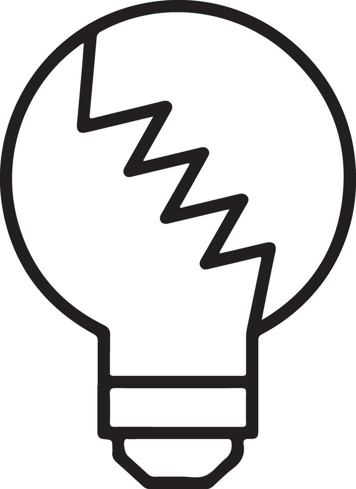 Simple line drawing of a broken light bulb representing a failed idea or concept vector