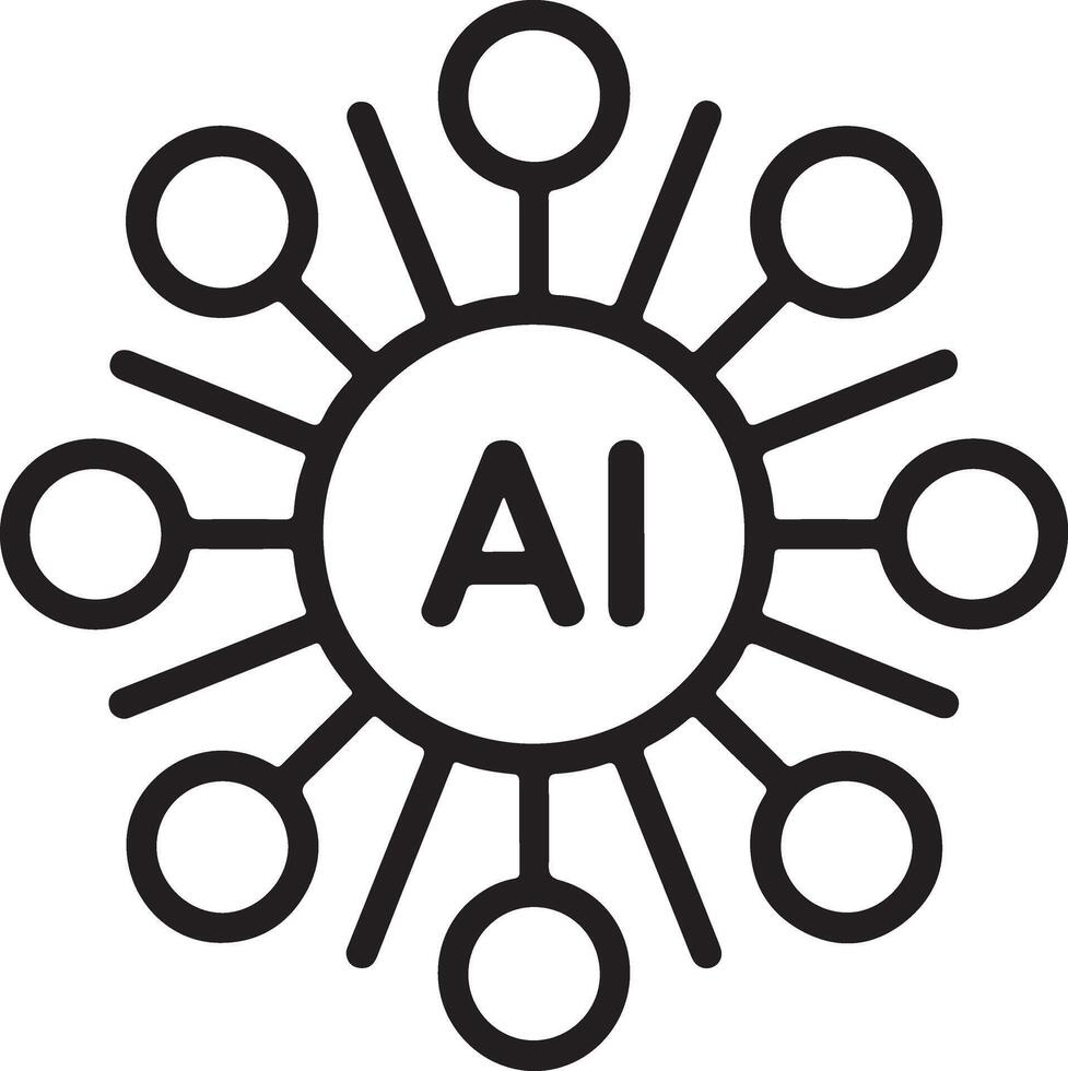 Abstract circular network graphic with the letters ai in the center representing artificial intelligence vector