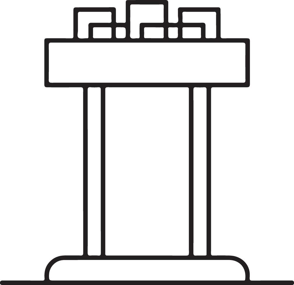 Simple line drawing of a podium or lectern with a minimalist design for presentations vector