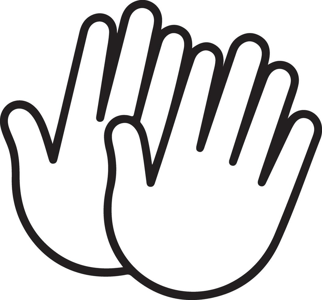 Simple outline drawing of two open hands facing forward in a high five gesture vector