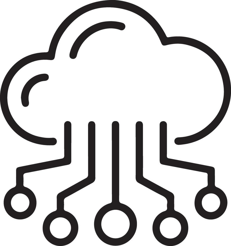 Digital cloud computing icon with network connections and data flow symbols vector