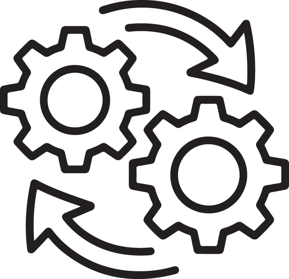 Interlocking gears and circular arrows symbolizing process workflow and mechanical systems vector