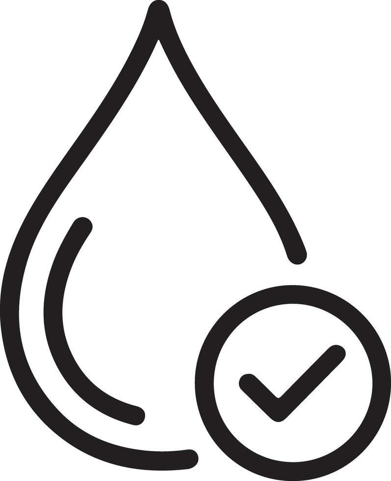 Clean water drop icon with check mark symbol for purity and quality assurance vector