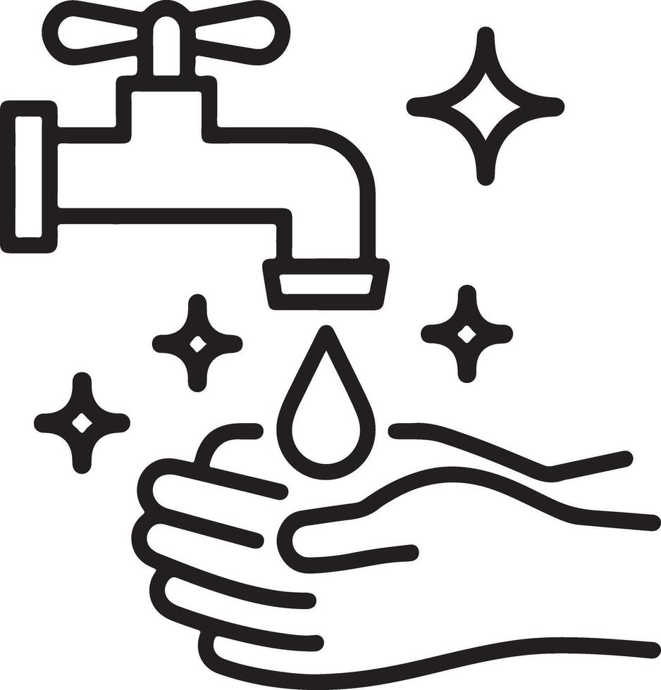Cleanliness and hygiene icon of a hand washing under a running faucet with sparkling bubbles vector