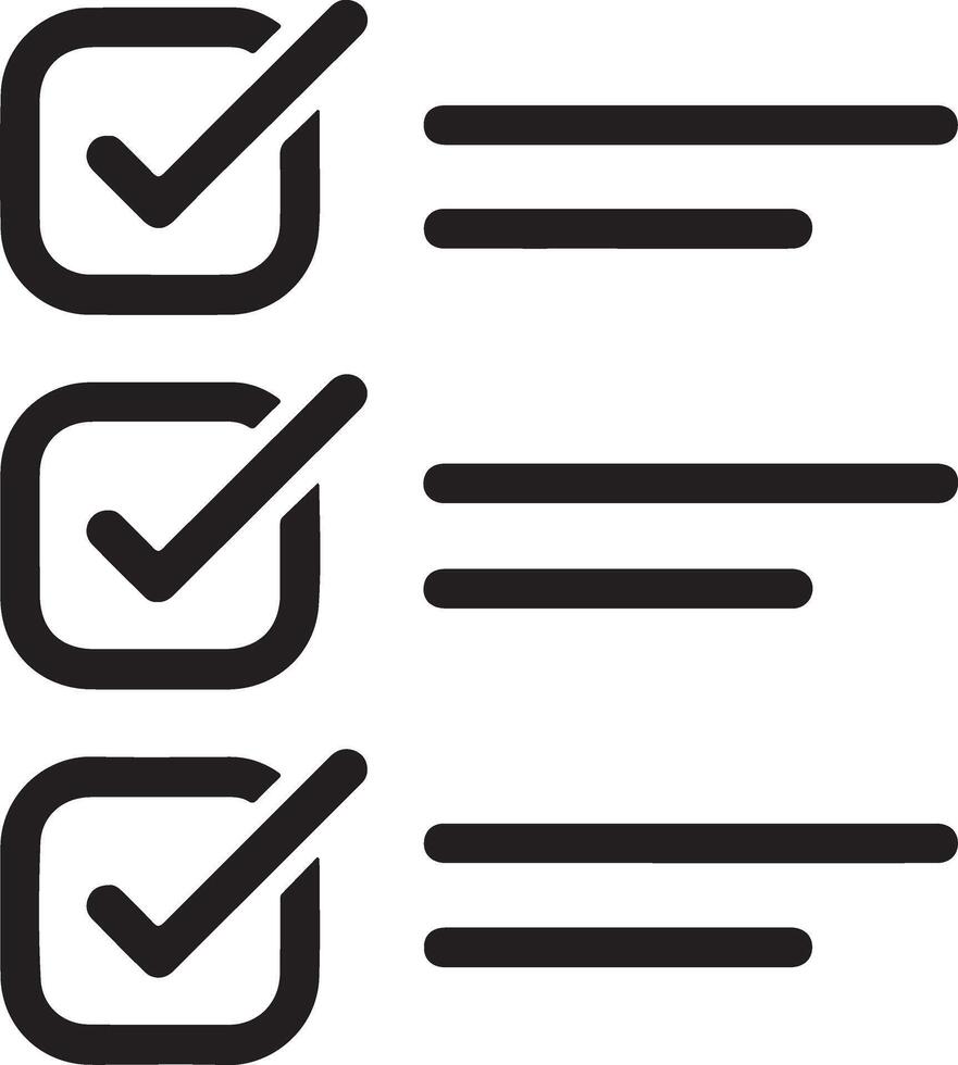 Checklist icon with three completed tasks and lines vector