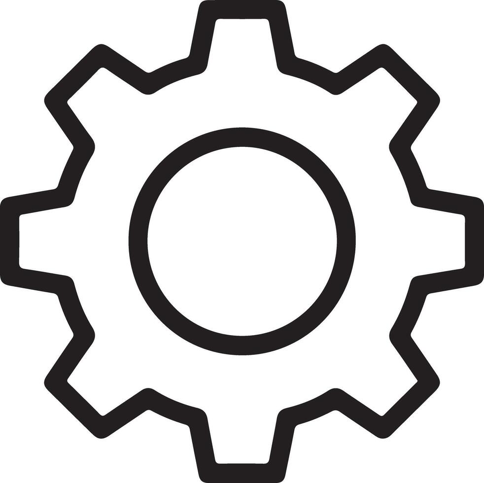 Simple outline icon of a single gear representing mechanics industry and engineering concepts vector